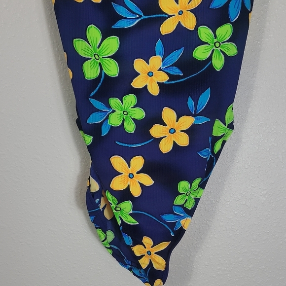 Vintage Cherokee Women High Cut Cheeky One Piece Swimsuit Size 8 S/M Floral 80s - Picture 2 of 14